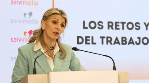 Yolanda D&iacute;az, en el acto de aut&oacute;nomos celebrado en Servimedia - Foto de Jorge Villa
