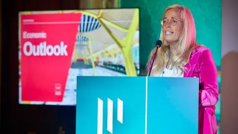 Roc&iacute;o Albert, durante su intervenci&oacute;n en el Anual General Meeting - Foto Comunidad de Madrid