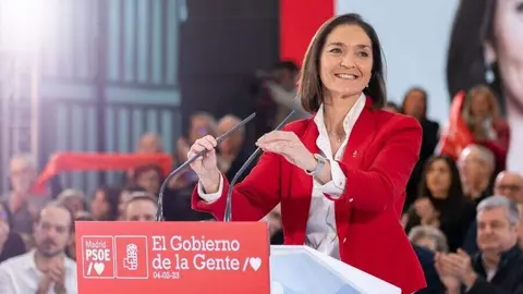 La portavoz del PSOE en el Ayuntamiento de Madrid, Reyes Maroto, durante un acto del PSOE | Foto de PSOE