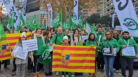 Manifestantes de CSIF Arag&oacute;n en la protesta de este s&aacute;bado en Madrid | Foto de CSIF Arag&oacute;n