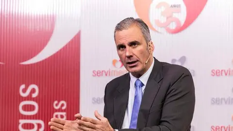 Javier Ortega Smith en la entrevista con Servimedia | Foto de Ayuntamiento de Madrid