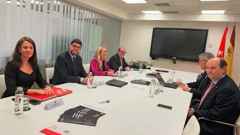 La consejera Albert durante la reunión con dirigentes de UNIDE - Foto Comunidad de Madrid