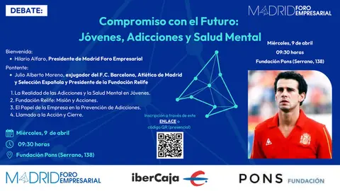 Madrid Foro Empresarial organiza un encuentro clave sobre jóvenes, adicciones y salud mental con el testimonio de Julio Alberto Moreno