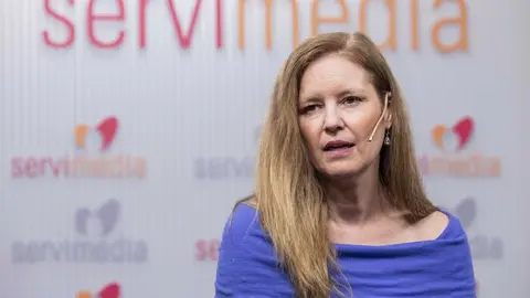 Ana Dávila, durante su entrevista en Servimedia | Foto de Jorge Villa