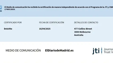 Certificado y auditoría Journalist Trust Initiative de transparencia El Diario de Madrid