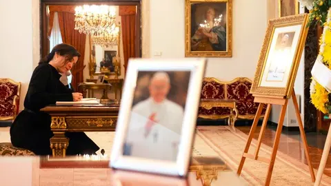 Isabel Díaz Ayuso, esta tarde, en la Nunciatura Apostólica en Madrid - Foto Comunidad de Madrid