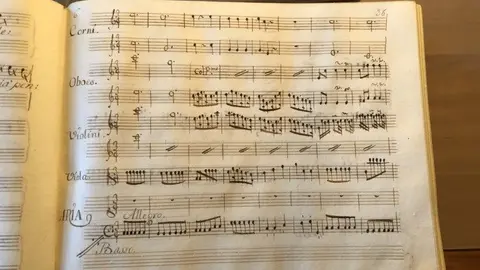 Hoja de la copia manuscrita de la versión madrileña de Didone abbandonata de Baldassare Galuppi, Madrid. Biblioteca da Ajuda (Lisboa)