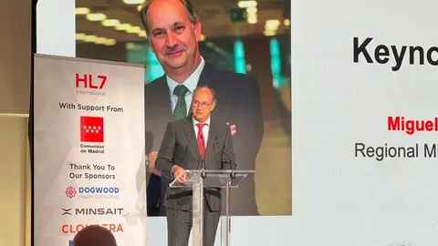 El consejero López-Valverde, durante su intervención en el foro de Health Level Seven - Foto Comunidad de Madrid