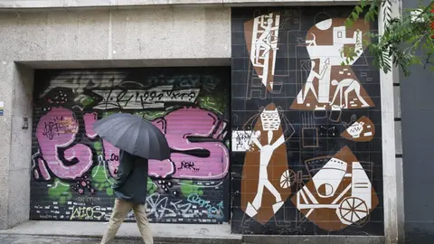 Diferentes imágenes actuales del mural de César Manrique, ubicado en el distrito de Centro, que será objeto de protección