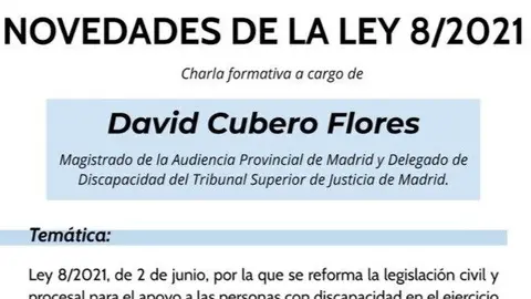 Cartel jornada magistrado David Cubero