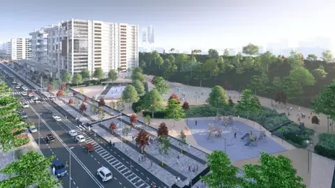 Recreación del proyecto de urbanización de Las Tablas Oeste