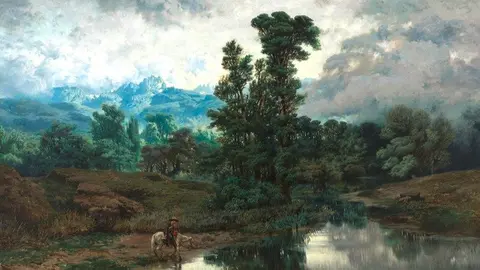 Paisaje del Pardo al disiparse la niebla Muñoz 
Degrain, Antonio 1866 Óleo sobre lienzo, 200 x 
300 cm Madrid, Museo Nacional del Prado. 
Adquirido en 1867