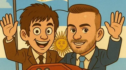 Viñeta de Javier Milei y Alejandro Nimo, consul de Argentina en España