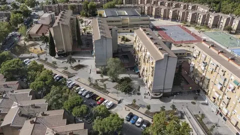 Vista aérea del entorno de la calle Alconera, en San Blas-Canillejas