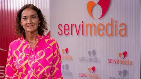 La portavoz del PSOE, Reyes Maroto, en la entrevista en Servimedia | Foto de Servimedia