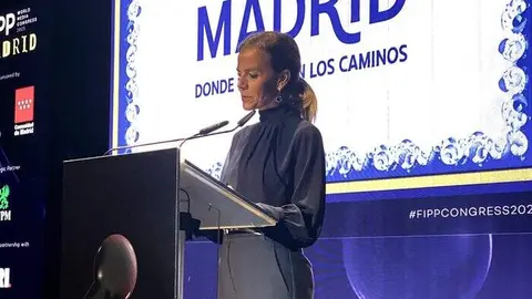 La concejala delegada de Turismo, Almudena Ma&iacute;llo, durante su intervenci&oacute;n en el Congreso Mundial de la Federaci&oacute;n Internacional de Editores de Medios (FIPP)