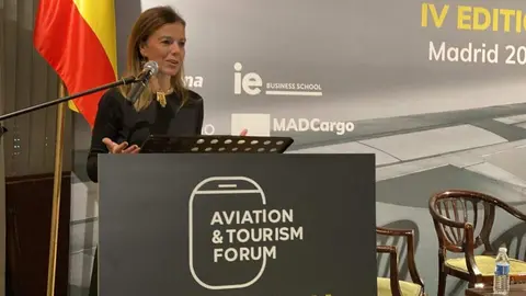 Ma&iacute;llo durante su intervenci&oacute;n en la edici&oacute;n del Foro Aviaci&oacute;n y Turismo 2025