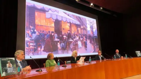 Greg Warden, director del Custard Institute; 
Amanda Dorset, directora del Meadows Museum; 
Blanca Pons-Sorolla, autora del libro; Enrique 
Varela, director del Museo Sorolla y Gonzalo 
Saavedra, director de Ediciones El Viso - Foto Jos&eacute; Bell&oacute;