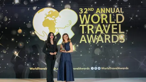 La concejala delegada de Turismo, Almudena Ma&iacute;llo, durante la recepci&oacute;n del premio World Travel Awards 2025