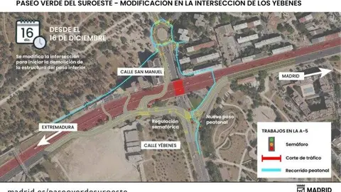 Plano del Paseo Verde del Suroeste-Modificaci&oacute;n en la intersecci&oacute;n de los Y&eacute;benes