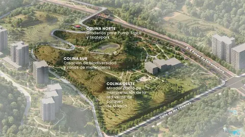 Esquema de las tres colinas artificiales