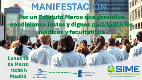 Huelga de m&eacute;dicos del 16 al 21 de marzo - Cartel de SIME y APEMYF