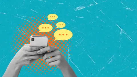 Collage de persona sujetando smartphone sobre fondo blanco - Imagen de Изображения пользователя Be Easy (Canva)