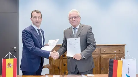 &Aacute;ngel Escribano y Armin Papperger - Foto de Indra