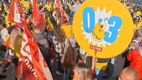 Manifestantes en las protestas de ayer en Madrid | Foto de CCOO