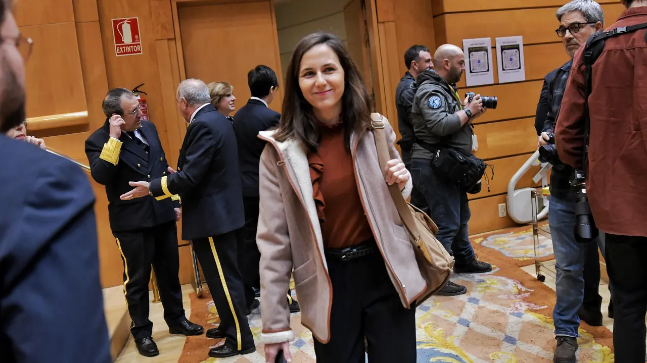 Ione Belarra entrando hoy en el Senado al Pleno del Congreso - Foto de Dani Gago