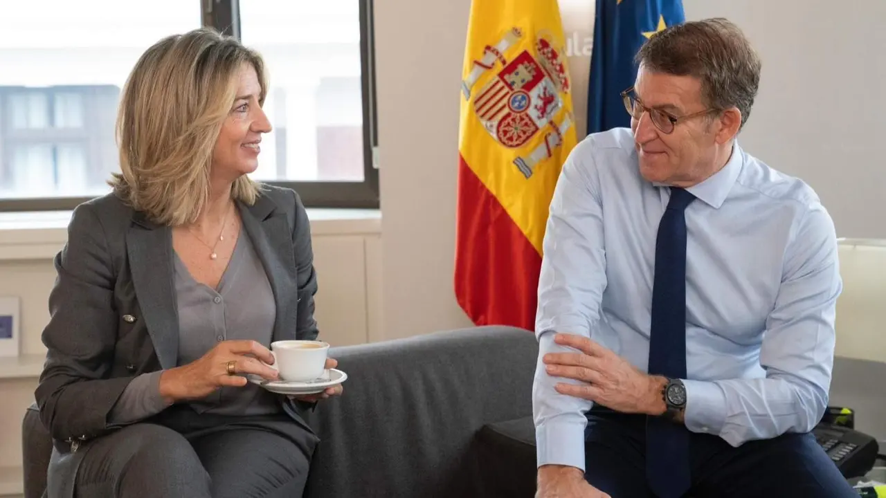 El presidente del PP, Alberto Núñez Feijóo, y la portavoz en el Senado, Alicia García - Foto del Partido Popular