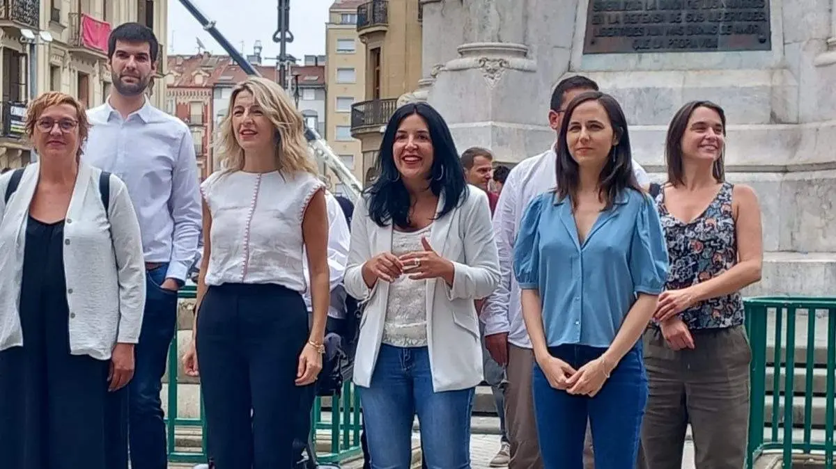 Yolanda Díaz y Ione Belarra, juntas en Pamplona en la campaña de las últimas elecciones generales - Foto de Sumar