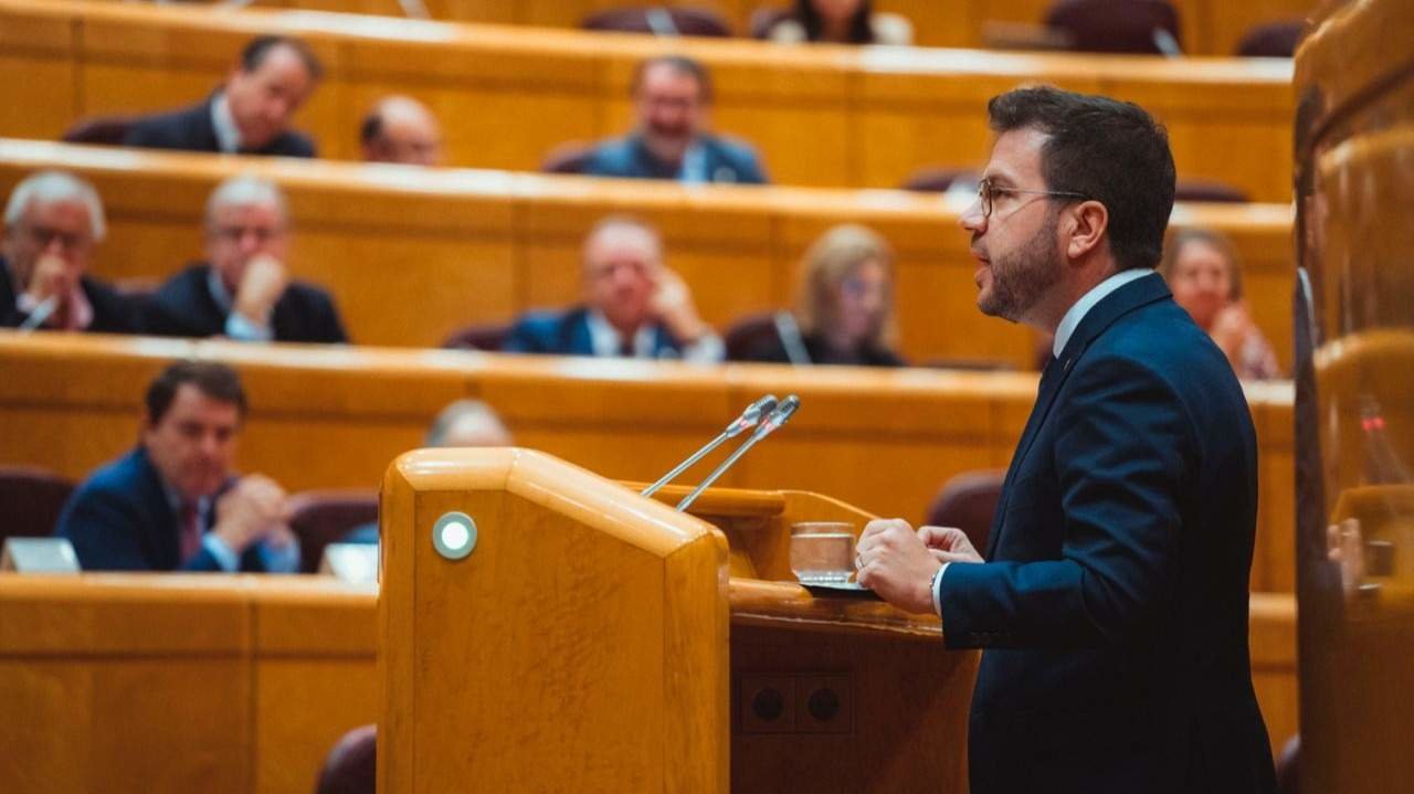 Pere Aragonès durante su intervención en el Senado - Foto de Arnau Carbonell