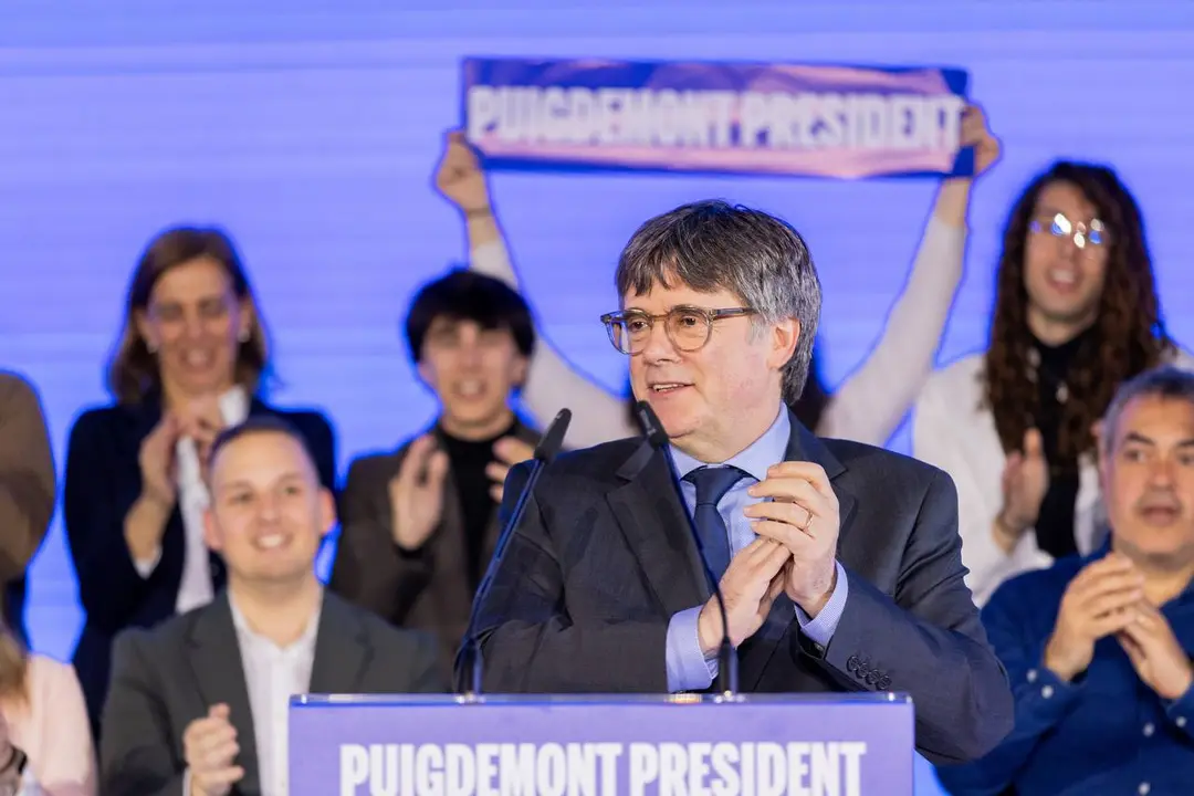 Carles Puigdemont, durante un acto de campaña - Foto de Junts