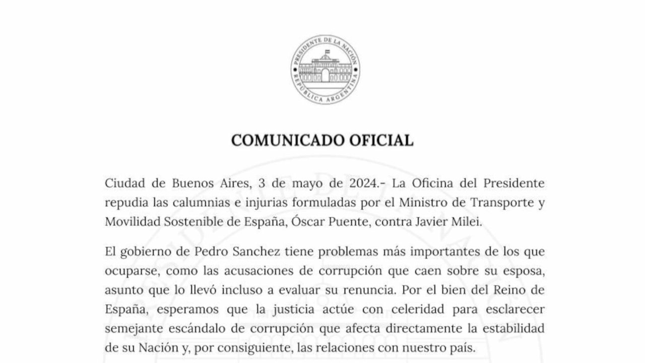 Comunicado oficial Argentina declaraciones Punete