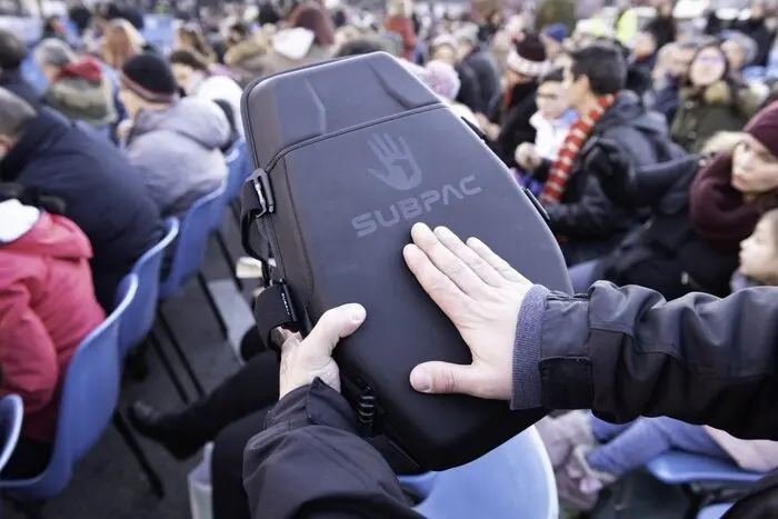 Mochila vibratoria. Imagen de archivo
