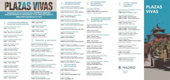 Programación de ‘Plazas Vivas’ desde abril hasta julio de 2025