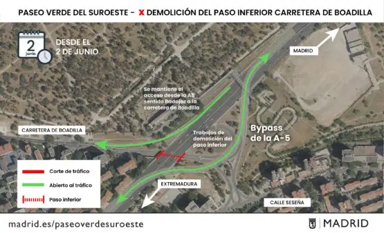 Imagen desvíos desde el 2 de junio Paseo Verde del Suroeste