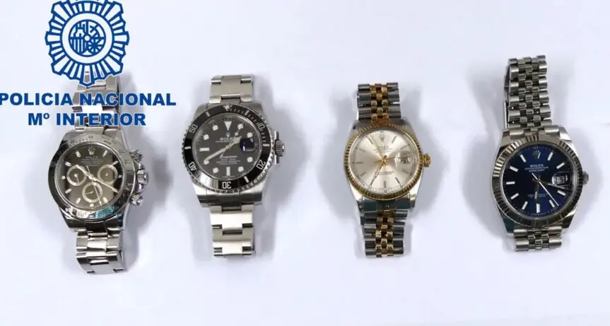 Relojes recuperados en una operación policial | Foto de la Policía Nacional