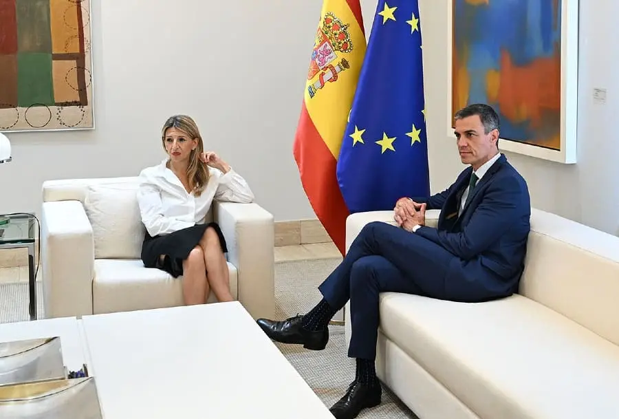 Díaz y Sánchez en su reunión de este lunes en La Moncloa | Foto de La Moncloa