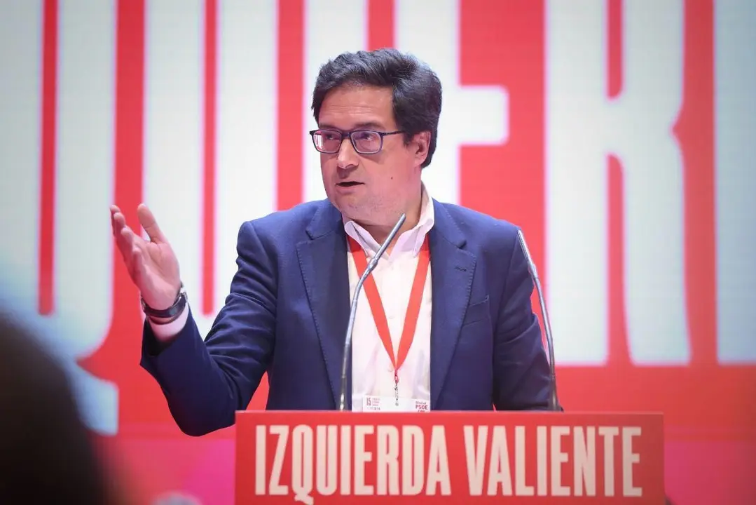 Óscar López durante un acto | Foto de archivo del PSOE de la Comunidad de Madrid