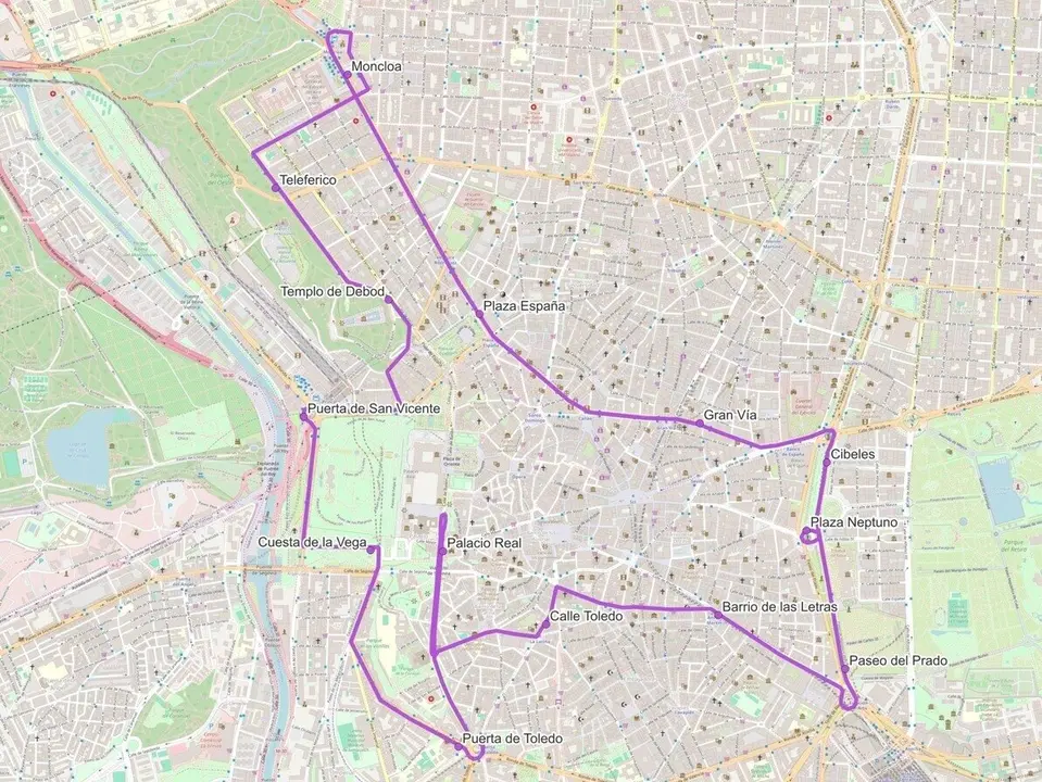 Mapa con la ruta 'Madrid Histórico' - Ayuntamiento de Madrid