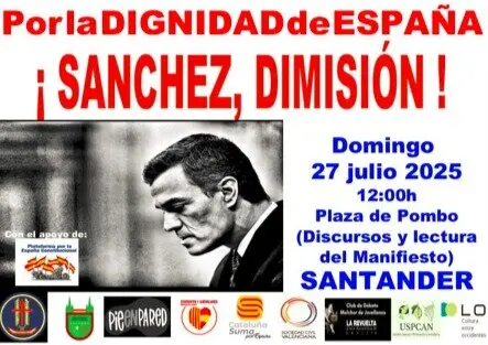 Manifestación Por la dignidad de España: Sánchez dimisión en Santander