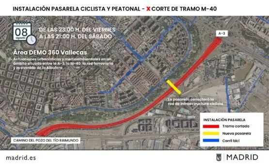 Infografía instalación pasarela ciclista y peatonal tramo M-40 Campus Sur - Ayuntamiento de Madrid