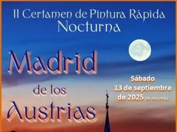 Cartel con vista nocturna de la plaza Mayor