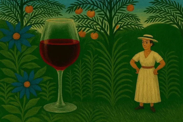 Imagen IA arte Naif Autor de la obra de fondo Henri Rousseau