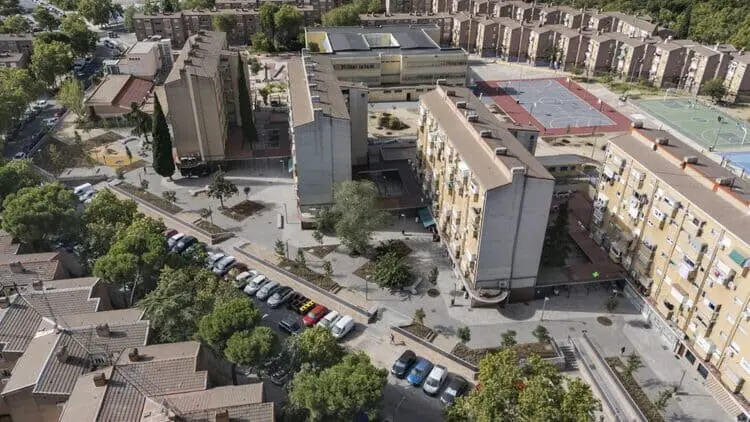 Vista aérea del entorno de la calle Alconera, en San Blas-Canillejas