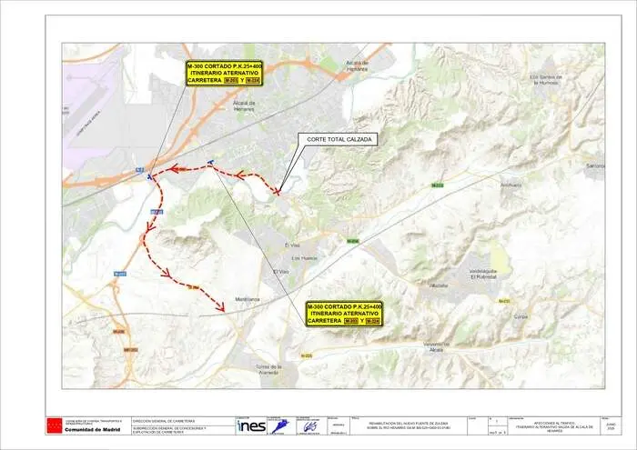 Corte total de la M-300 en Alcalá de Henares
