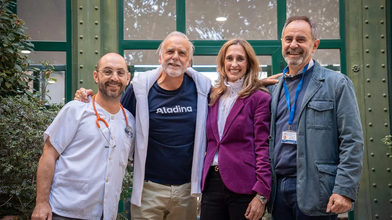 De izq. a dcha., Álvaro Navarro, presidente de PEDPAL, Paco Arango, presidente de la Fundación Aladina, Mara Castillo, presidenta de Dignia y el Dr. Ricardo Martíno, Jefe de la Unidad de Cuidados Paliativos Pediátricos del Hospital Niño Jesús de Madrid.
