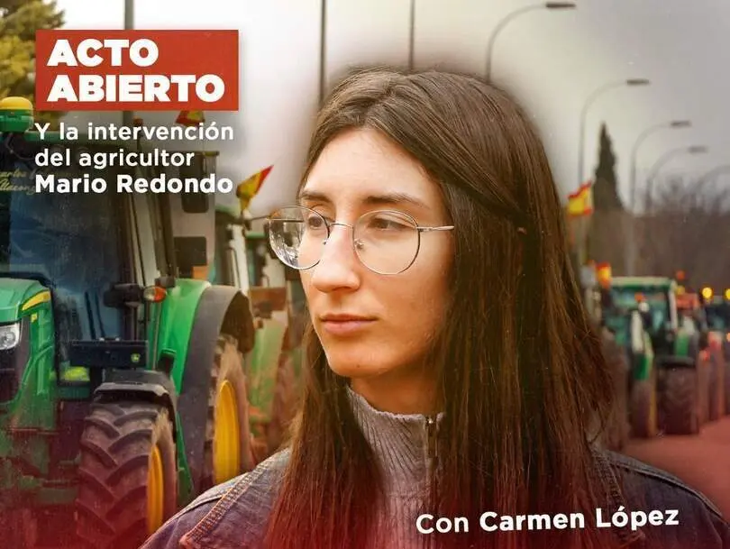 Cartel Carmen Lópes del Frente Obrero el 8 de noviembre en Burgos
